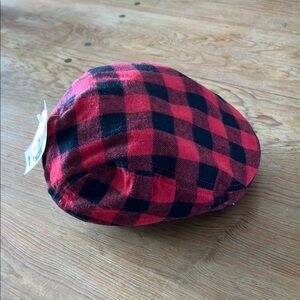 Red and Black Plaid Newsboy Hat